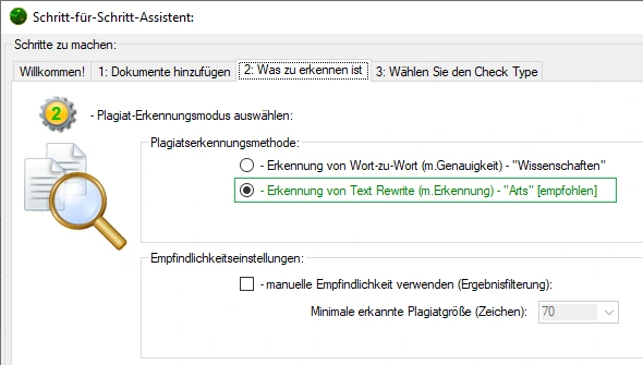 Vorgabe für die Erkennung von „Textumschreibung“