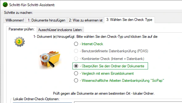 Option „Ordnerprüfung“