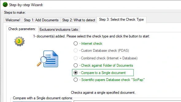 Compare to a Single Document
