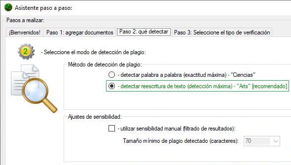 Preajuste de detección de 'Reescritura de texto'