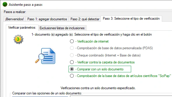 Comparar con un solo documento