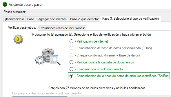 Verificación de la base de datos Sci-Pap
