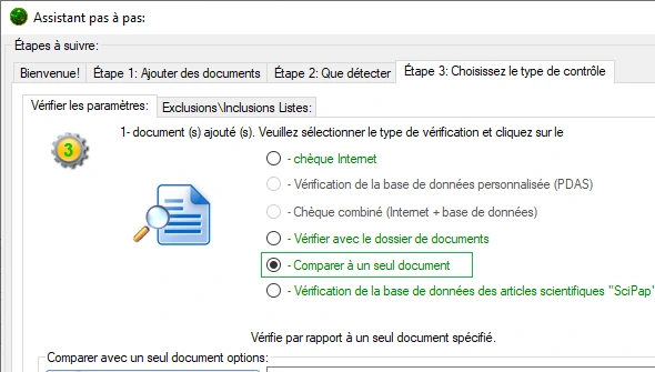 Comparer à un seul document