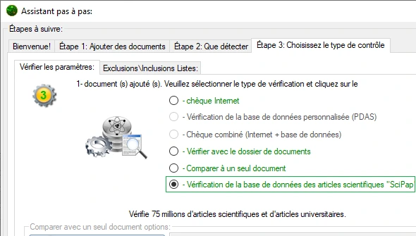 Vérification de la base de données Sci-Pap
