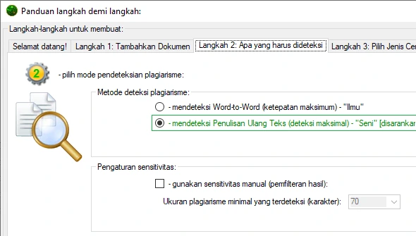 Preset Deteksi 'Penulisan Ulang Teks'