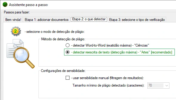 Predefinição de detecção de 'reescrita de texto'