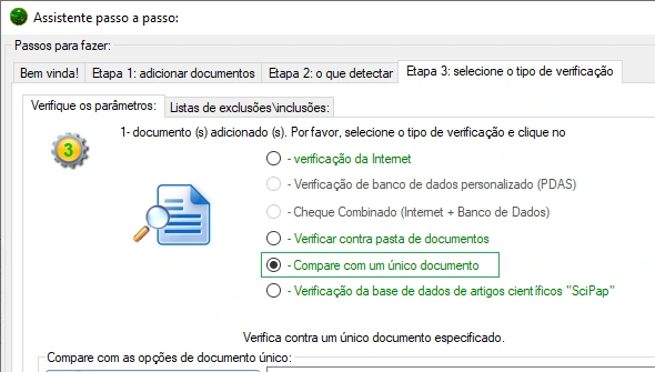 Compare com um único documento