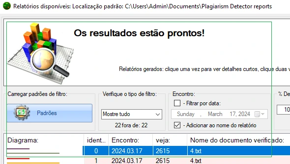 Gerenciador de relatórios de originalidade